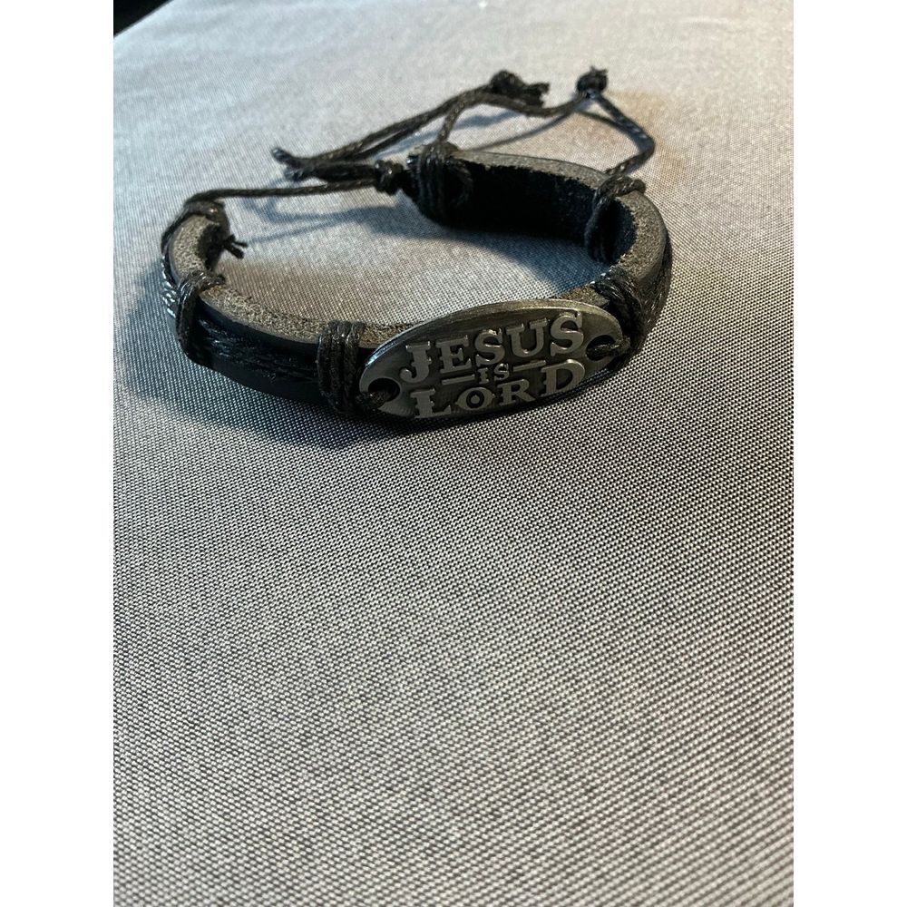 Religious faux leather bracelet
